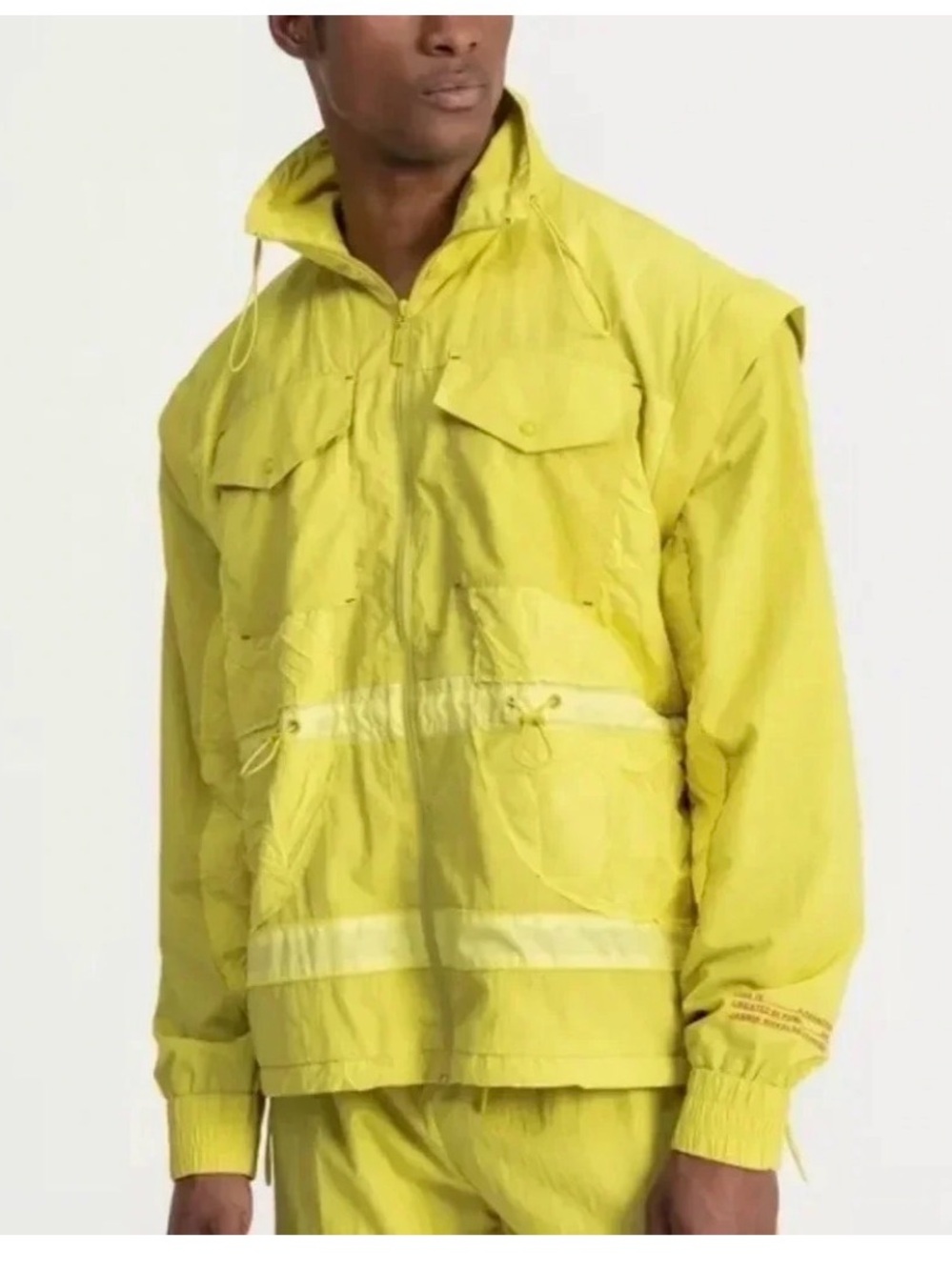 Puma Alteration Jacket L NWT Neon Yellow Utility Windbreaker Gorpcore Y2K